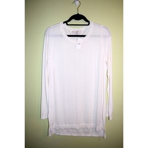 LOFT TUNIC SWEATER long boyfriend top ivory ~ NEW!